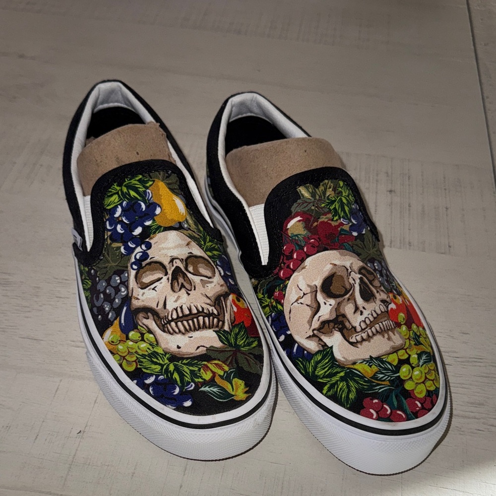 Vans Black Multicolor Skull Slip-On Sneakers